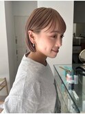 ハイトーン ベージュ ミニボブ 切りっぱなしボブ ブリーチ