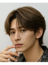 ＜センターパート＞[豊川/メンズ/メンズパーマ/ツイストスパイラルパーマ/波巻きスパイラルパーマ/眉毛/]