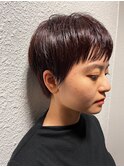 ベリーショート/ショート/ショートバング//レッドブラウン