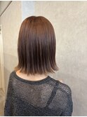オレンジカラー×切りっぱなしボブ