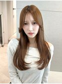 ロングレイヤー/ナチュラルブラウン/美髪/ツヤ感/韓国風/小顔