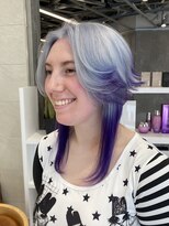 ピークアブー 原宿ハラカド(PEEK-A-BOO)&nbsp;派手髪デザインカラーホワイトパープルショート