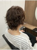 ショートパーマ　ブラウン　髪質改善