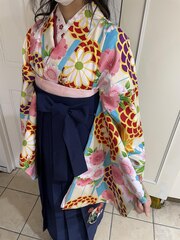 卒業式袴着付け☆リボンハーフアップスタイル