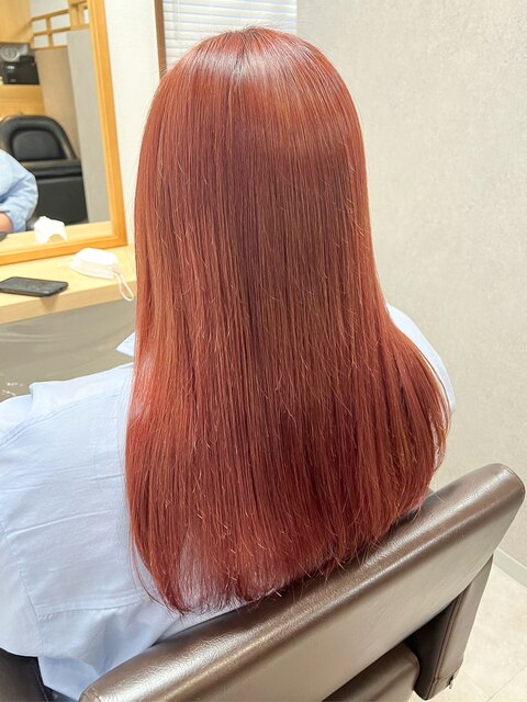 ツヤ髪×オレンジピンク