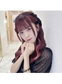アイドル前髪+ピンクカラー+インナーエクステ*rina*