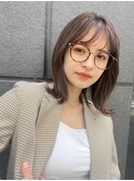 20代30代40代ベージュカラー×小顔前髪レイヤーカット