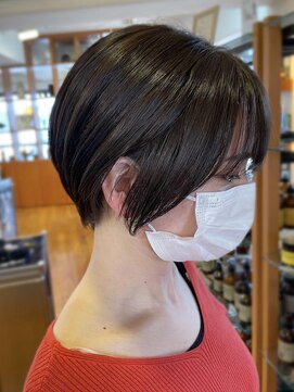 オーガニックマインド 坂戸 鶴ヶ島(organic+mind) 20代30代透明感暗髪アッシュブルーグレージュ丸みショート