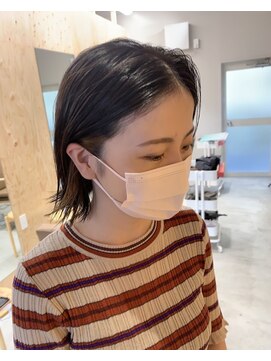 ディードットログ 大和西大寺店(D.Log) インナーカラーイヤリングカラー　オレンジ　ボブ　大和西大寺