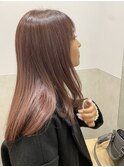 ピンクブラウンピンクベージュくすみピンクブリーチなしカラー
