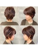 ミニウルフx艶のある脱白髪染めベージュカラー