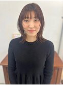 フェイスレイヤー前髪レッドブラウン鎖骨レングス