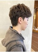 メンズパーマショートツイストスパイラルパーマセンターパート