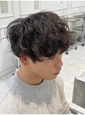 シャドウパーマ刈り上げマッシュ