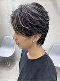 ハイライトメッシュ/毛流れセンターパート/メンズサロン/八王子
