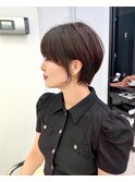 大人可愛い20代30代40代前下がりショートボブ/ハンサムショート