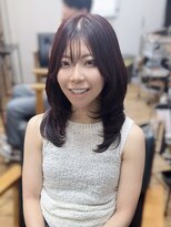 ルアナ 名古屋店(Luana)&nbsp;髪質改善縮毛矯正でつくるミディアムレイヤーワインレッド名古屋