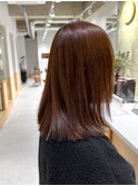 髪質改善 セミロング 顔周りレイヤー 艶髪カラー