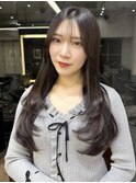 ワイドバングイメチェン美髪外ハネボブ+レイヤーカット韓国/池袋