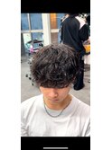 韓国マッシュスペインカールスパイーキーショートブルーブラック
