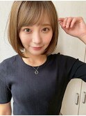 ショートボブ/ワンカール/ブラウンベージュ