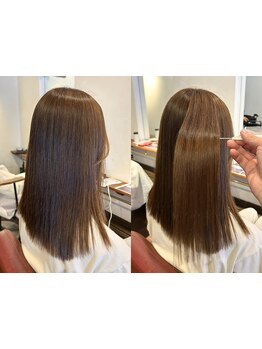 当店オススメの「シルクストレート」でくせ毛やうねりをツヤツヤストレートに！初めての方にもオススメ◎