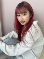 ヴィヴィ(VIVIE)&nbsp;ブリーチダブルカラーチェリーレッドピンク小顔レイヤーハッシュ