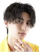 波巻きパーマツイストスパイラルパーマセンターパートウルフ