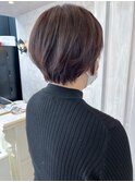福山人気小顔ショートヘア30代40代艶髪ショコラブラウン骨格補正