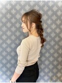 編み込みハーフアップ