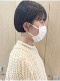 コンパクトミニボブ　黒髪　ワイドバング　草加
