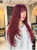 姫カットレイヤーカットレッドピンクベージュカシスブリーチ大宮