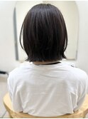 say.ホワイトグレージュミニウルフボブレイヤーチェリーブラウン
