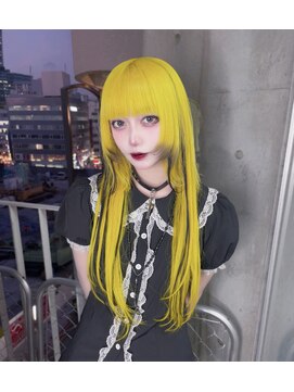 インク 渋谷(INK.) イエロー×エクステ×黒メッシュ