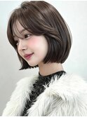 韓国切りっぱなしボブレイヤー/シースルーバング/小顔ヘアp上尾