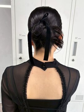ロイオブジゼル(roi of GiseL) ヘアアレンジ タイトセット お団子 リボン カチモリ 結婚式