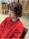 【三ツ井純】ボブパーマ 前髪パーマ チェリーレッド ふるふわ