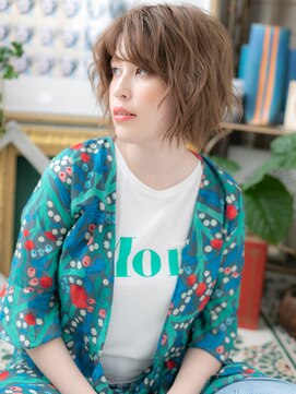 カバーヘアアンドスパ ブリス 浦和(COVER HAIR&SPA bliss) くせ毛風濡れ感外人風カラーゆるふわミニボブb浦和20代30代40代