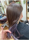 大人かわいいくすみカラー艶カラー×寒色系インナーカラー