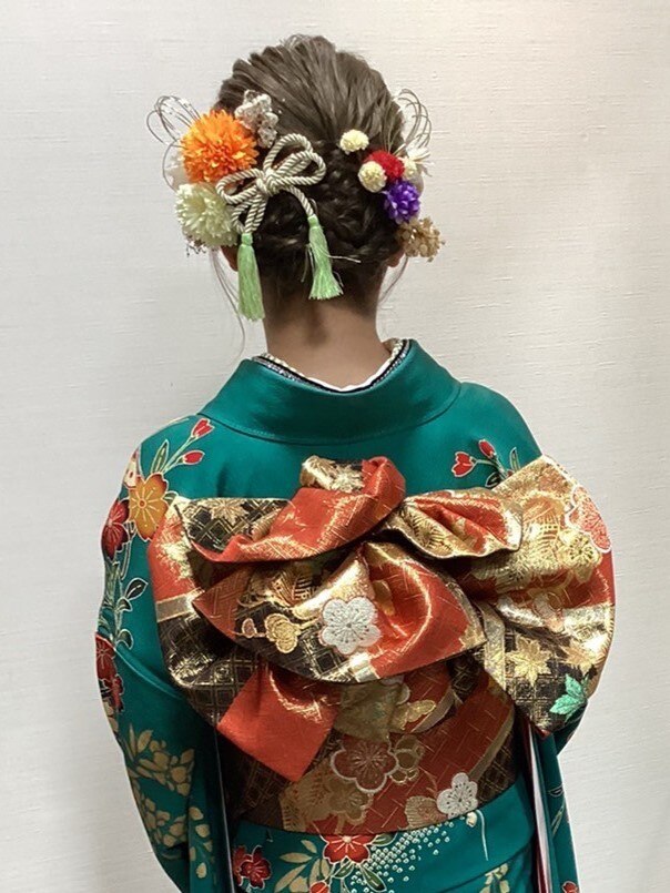 成人式 振袖着付け ヘアセット 水引×つまみ細工：L176837388｜ナカオ