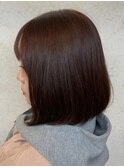 ボブ レッドブラウン 艶髪 髪質改善カラー ショート