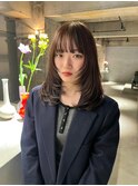 デザインカラーレイヤーカットウェットヘア夏オリーブベージュ