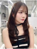 韓国レイヤーカット/チョコレートブラウン/顔まわりカット　上野
