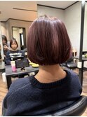 ボルドー×ボブヘア