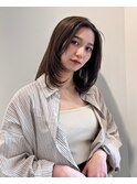 前髪なし ベージュカラー ワンカールレイヤー ハッシュカット