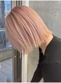 渋谷ブリーチカラータッセルボブ顔周りレイヤー切りっぱなしボブ