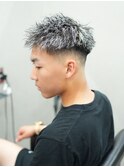 ツイストパーマ/短髪/ホワイトメッシュ/スキンフェード/姫路