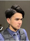 ビジネスツーブロックショート 束感メンズパーマ アップバング