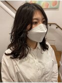 顔まわりウェーブパーマ