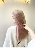 ハイトーンペールピンクベージュ インナー 韓国ヘア